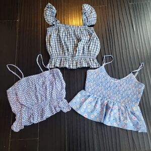 Blue Patterned Kids Tops Set